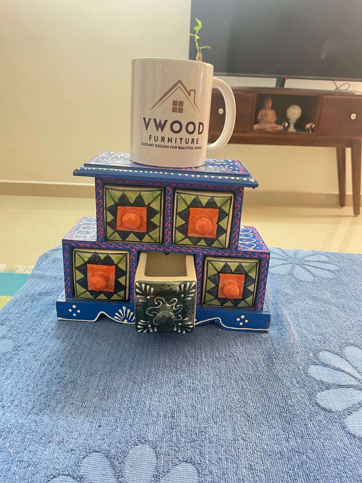 5 Blue Ceramic Storage box