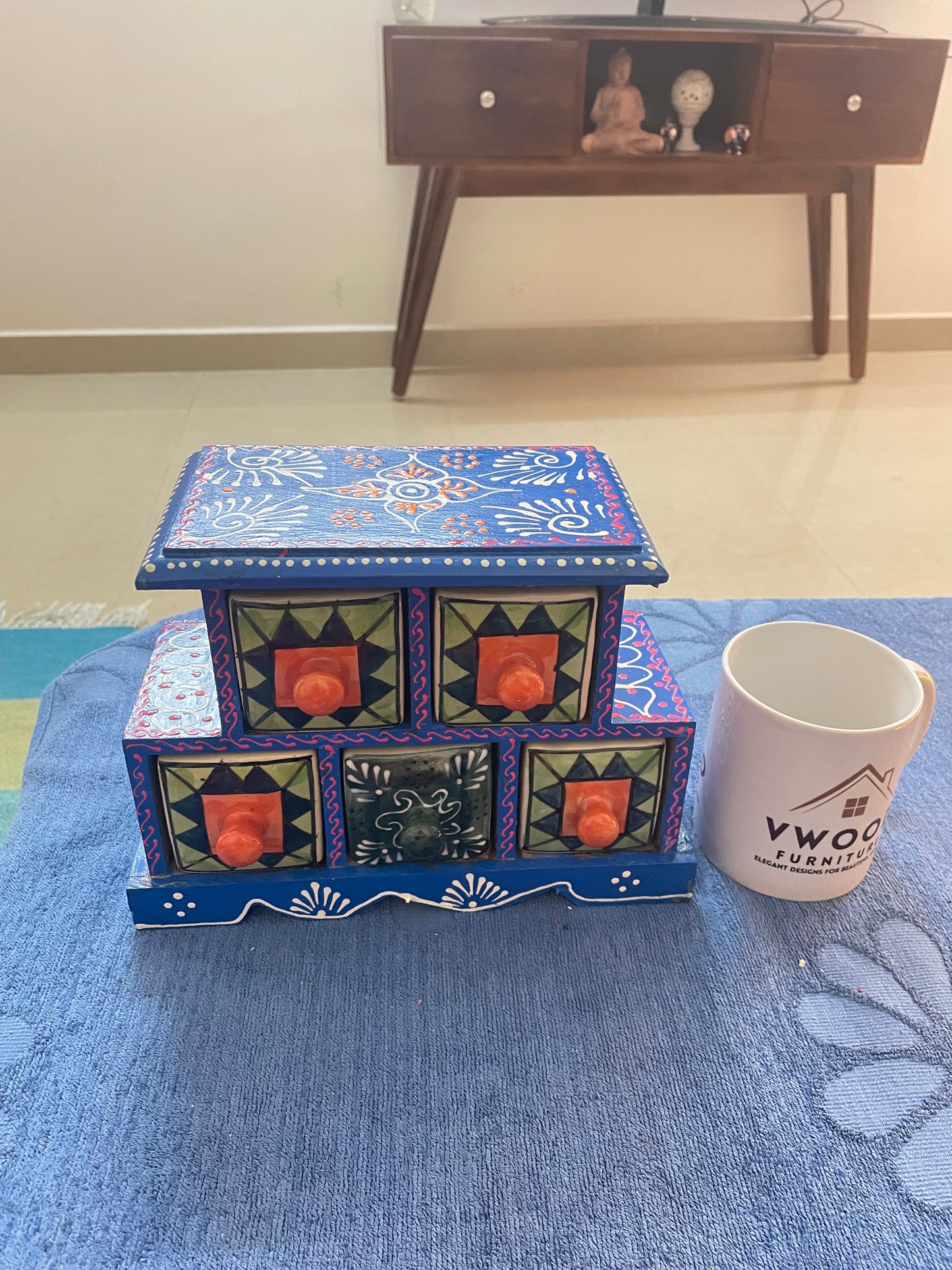 5 Blue Ceramic Storage box