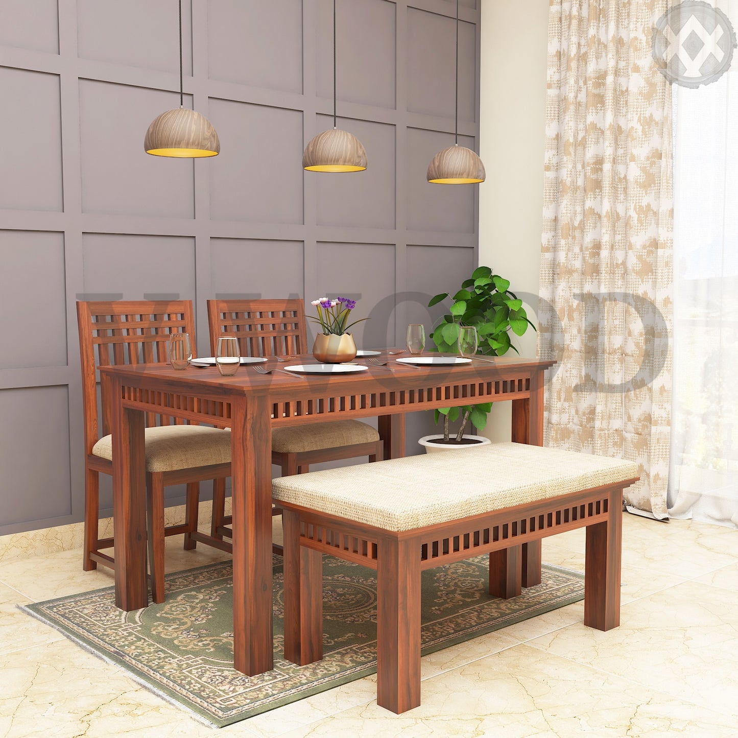 Slotted Dining Table Set